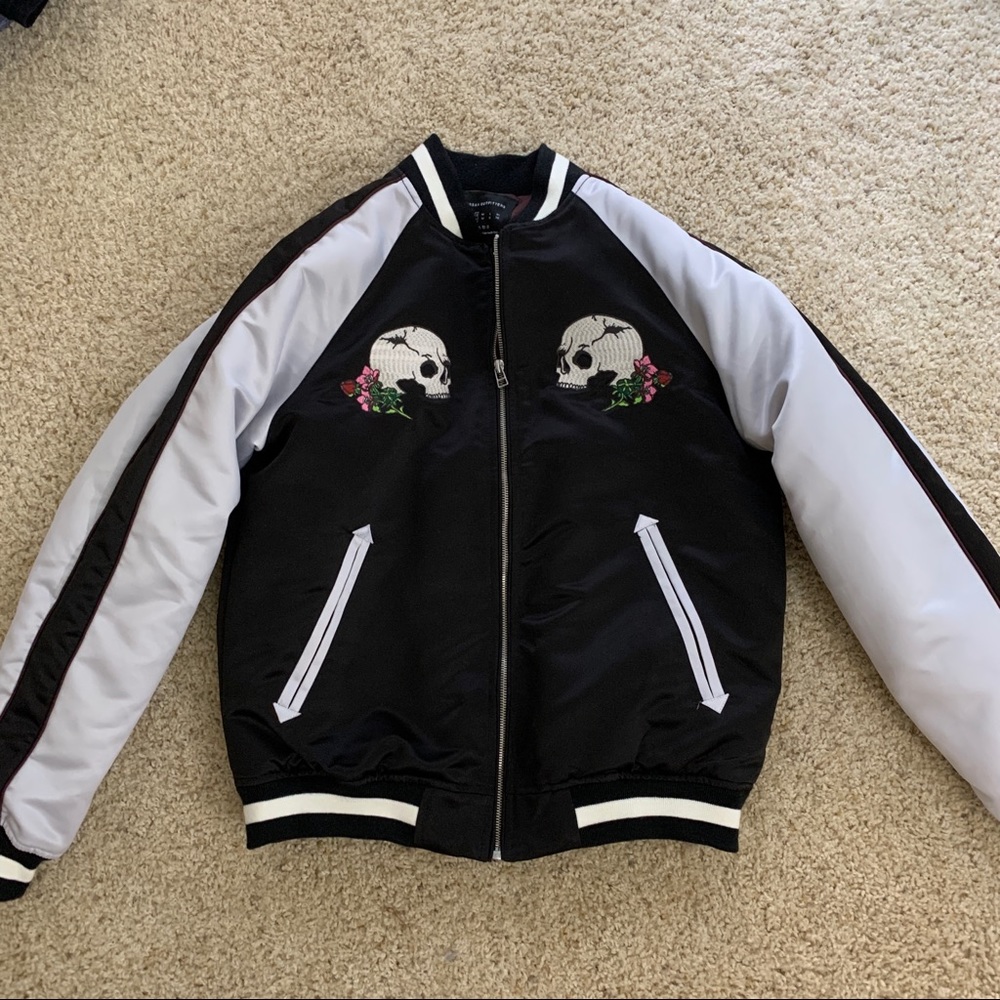 Urban Outfitters Skull Embroidered Bomber